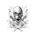 Skull with heart  tattoo design idea