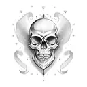 Skull with heart  tattoo design idea