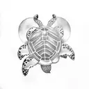 disney and turtle and ocean  tattoo design idea