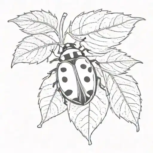ladybug and Fig leaf tattoo design idea