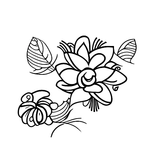 2 dancing flowers like mother and daughter tattoo design idea