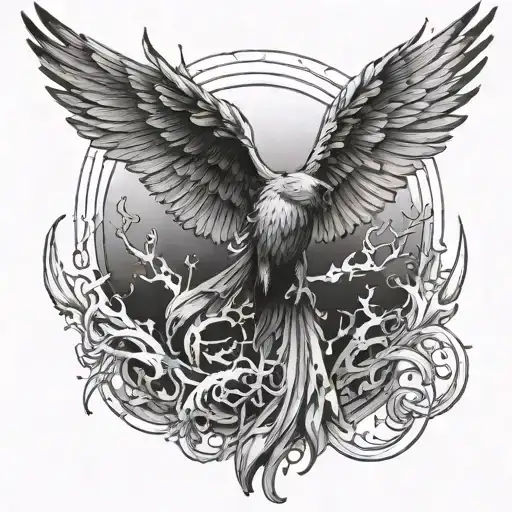 Hell Lost Another One I am Free Phoenix bird   tattoo design idea