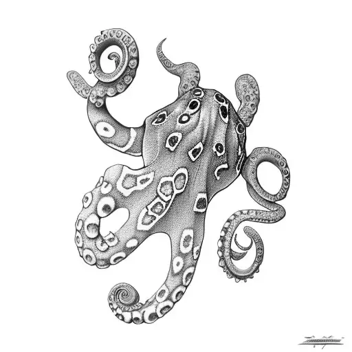blue ringed octopus realistic asymetric tattoo design idea