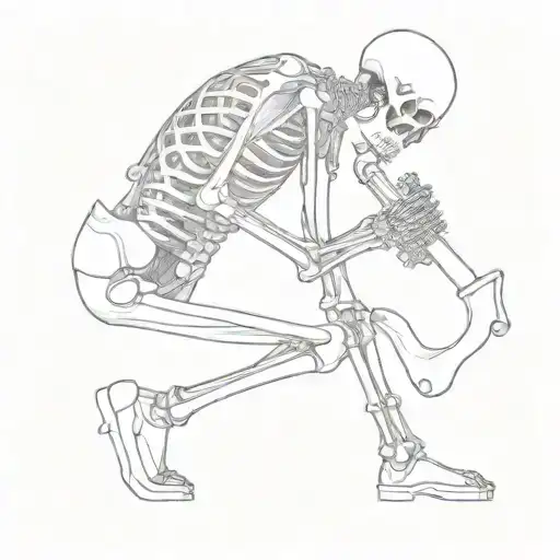 skeleton hunched over playing the saxophone tattoo design idea