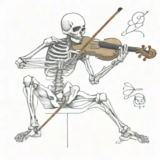 skeleton hunched over playing the fiddle tattoo design idea