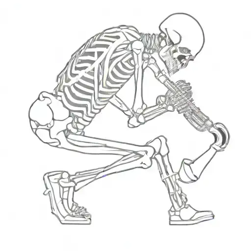 skeleton hunched over playing the saxophone tattoo design idea