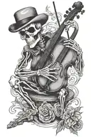 skeleton playing the fiddle  tattoo design idea