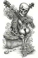 skeleton playing the fiddle  tattoo design idea