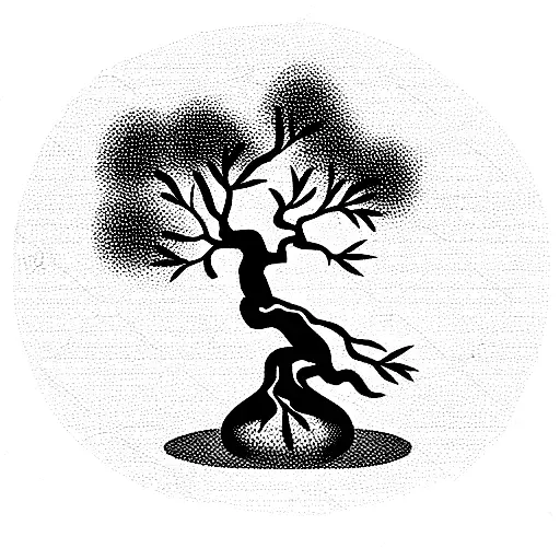 bonsai tree with olives and olive leafs tattoo design idea