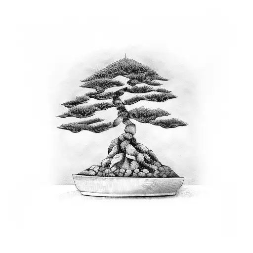 bonsai tree with olives and olive leafs tattoo design idea