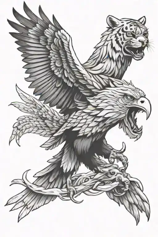 eagle and tiger tattoo design idea