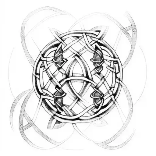 celtic knots around a tryskel and traditional celtic symbols on the shoudel, the arm and the pectoral tattoo design idea