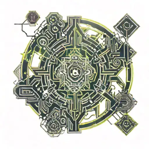 easy shading, line work, circuit board patterns, anonymous tattoo design idea