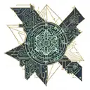 easy shading, line work, circuit board patterns, anonymous tattoo design idea