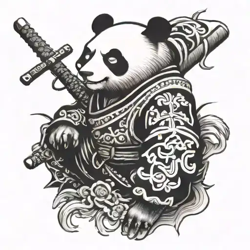 samurai panda bear back tattoo tattoo design idea