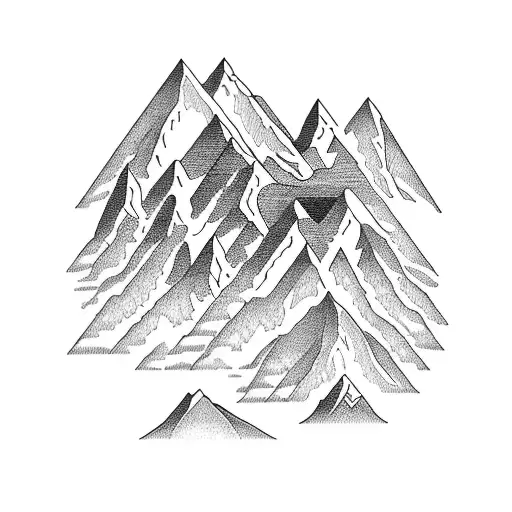 A majestic mountain range with a winding trail, symbolizing your passion for hiking and adventure tattoo design idea