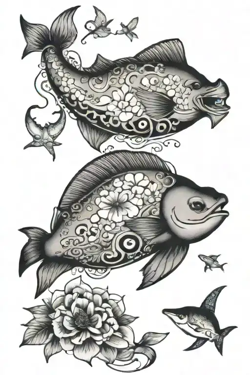 leg sleeve knee to ankle aquatic there. Pisces, manta ray, crab. Include names Adalyn Marie and Elsie Jane tattoo design idea