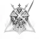 a knight templar with a sword tattoo design idea