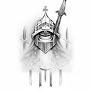 a knight templar with a sword tattoo design idea