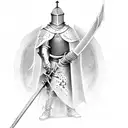 a knight templar with a sword tattoo design idea