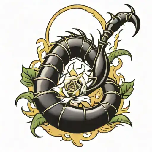 Scorpian with heart and water element  tattoo design idea