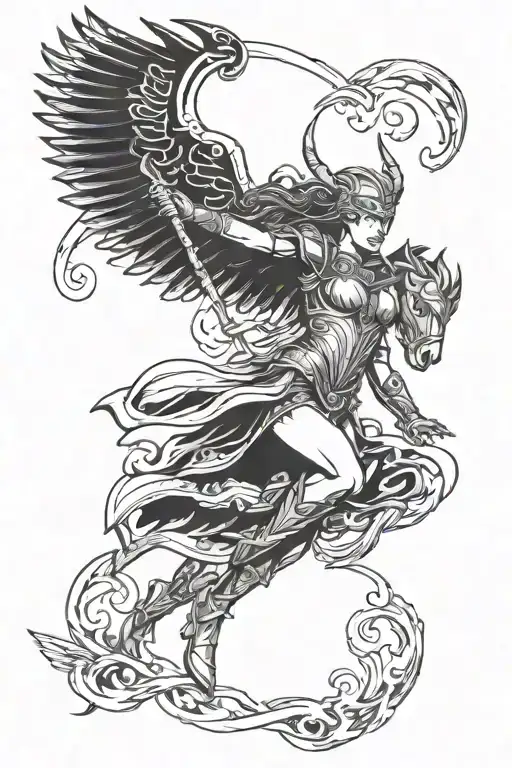 valkyrie floating tattoo design idea