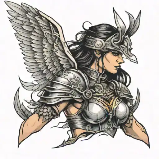 valkyrie warrior woman tattoo design idea