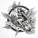valkyrie floating tattoo design idea