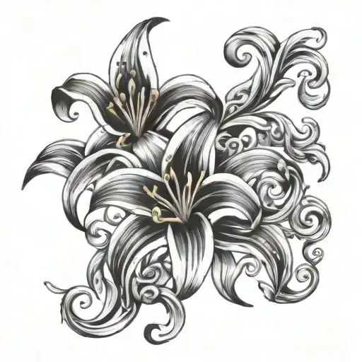 lily vine intertwined tattoo design idea