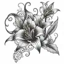 lily vine intertwined tattoo design idea