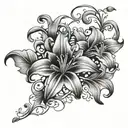 lily vine intertwined tattoo design idea