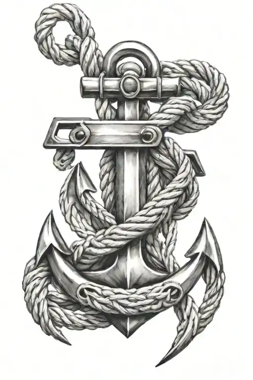 A metal anchor with a rope  tattoo design idea