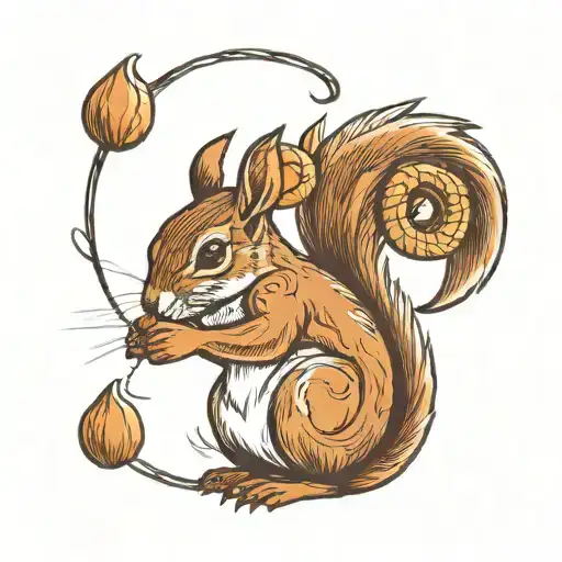 squirrel, kangaroo, nut, pretzel tattoo design idea