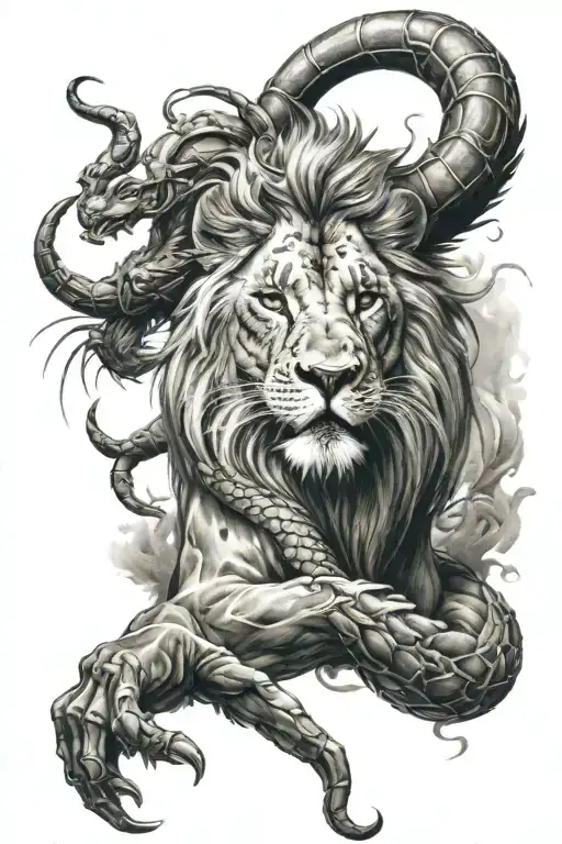 lion and scorpion tattoo design idea
