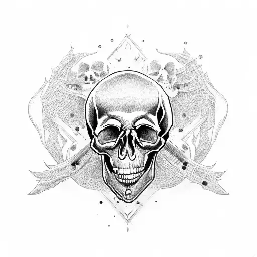 skull hand rock tattoo design idea