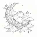 moon with a cloud and stars shining tattoo design idea