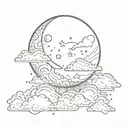 moon with a cloud and stars shining tattoo design idea
