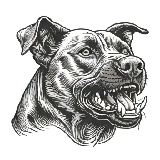 head of a Labrador dog baring its teeth claws, angry, more masculine tattoo design idea