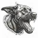 head of a Labrador dog baring its teeth claws, angry tattoo design idea