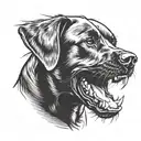 head of a Labrador dog baring its teeth claws, angry tattoo design idea