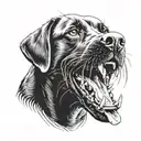 head of a Labrador dog baring its teeth claws, angry tattoo design idea
