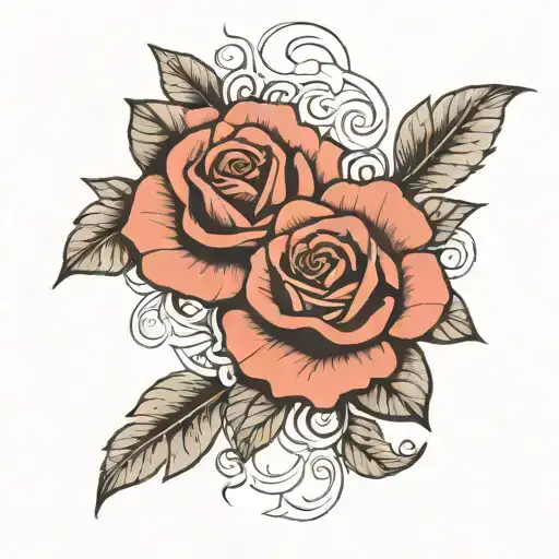 forearm band rose names Nora and Joseph negative Space tattoo design idea
