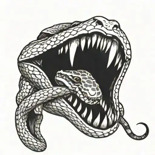 small snake attacks open mouth abd please its snake smaller tattoo design idea