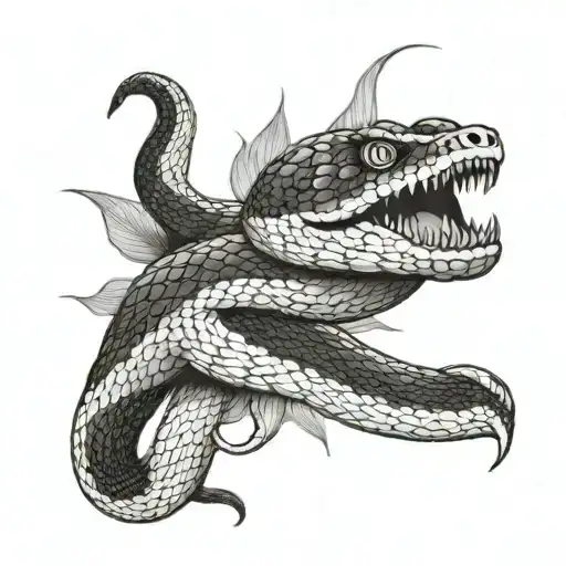 snake on the soulder with open mouth tattoo design idea