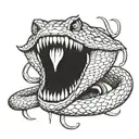 snake that attacks you in fron with a open mouth tattoo design idea