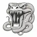 snake that attacks you in fron with a open mouth tattoo design idea