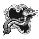 small snake attacks open mouth abd please its snake smaller tattoo design idea