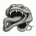 small snake attacks open mouth abd please its snake smaller tattoo design idea