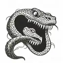 small snake attacks open mouth abd please its snake smaller tattoo design idea