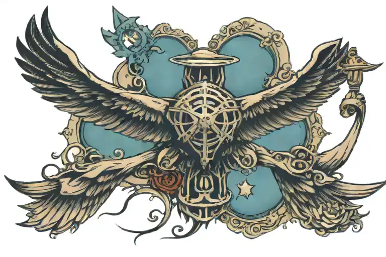 a wing with aircraft flying tattoo design idea